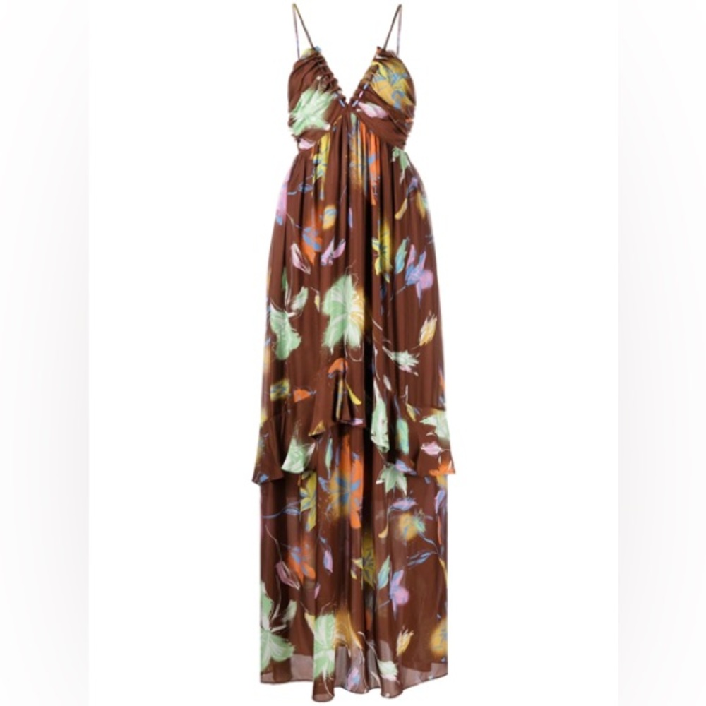 Tanya Taylor Julissa Floral Pleated Maxi Dress